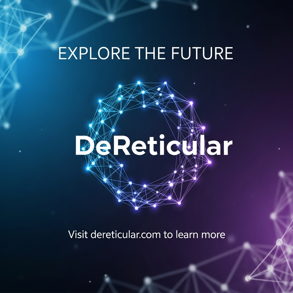 mage 12: Explore the FutureA clean, modern, and inviting graphic. The DeReticular logo is prominently displayed in the center. Below the logo, in a clear and friendly font, is the call to action: "Visit dereticular.com to learn more."